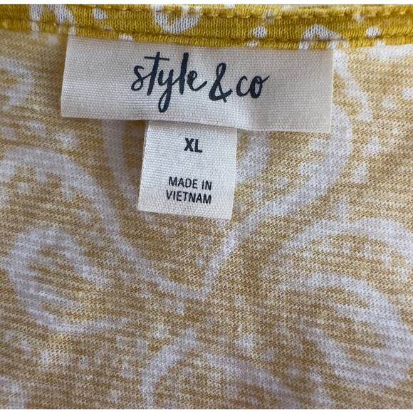 Style & Co & Merona Tank Top Bundle XL Yellow, White/Blue V-Neck Bohemian Summer - Picture 13 of 16